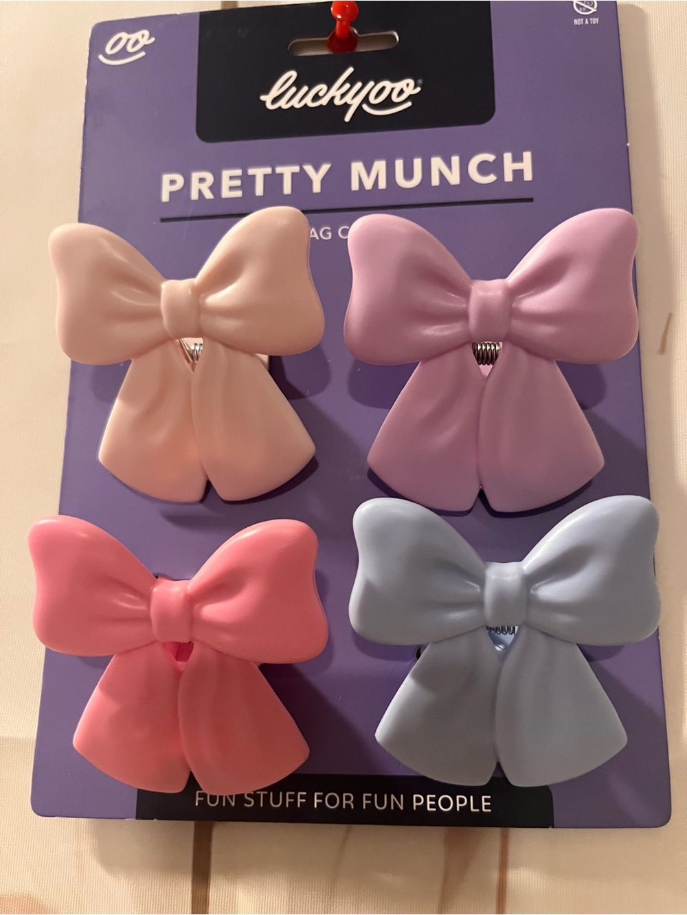 Pastel Bag  Clips - Pink, Lilac, Peach, Light Blue